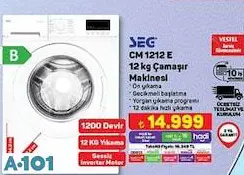 SEG CM 1212 E 12 KG ÇAMAŞIR MAKİNESİ SEG CM 1212 E 12 KG ÇAMAŞIR MAKİNESİ